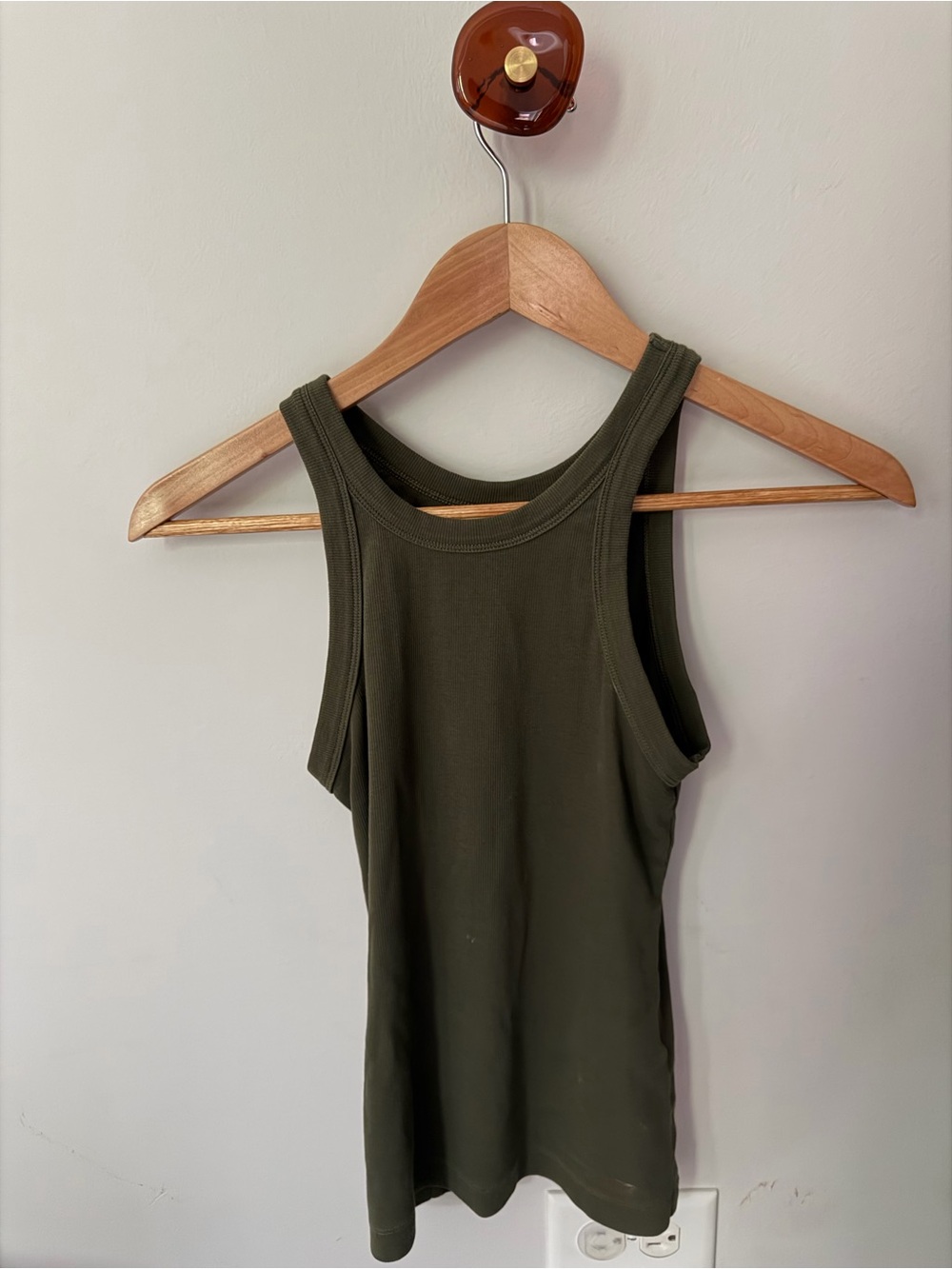 Toteme Olive Green Ribbed Tank